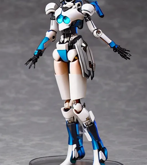 Image similar to Girl in mecha cyber Armor, portrait of the action figure of a girl, with bare legs，in the style of Kotobukiya ，anime figure