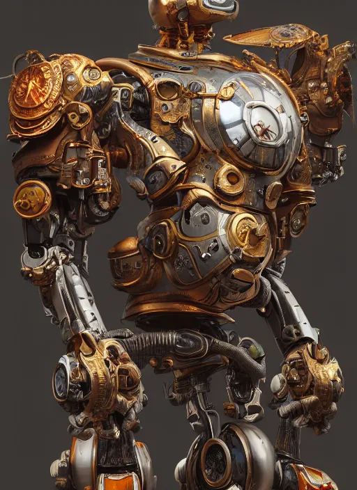 Image similar to extremely detailed robot warrior by James Jean, fantasy, global illumination, sub-surface scattering