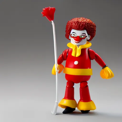 Prompt: ronald mcdonald action figure, high resolution product photography