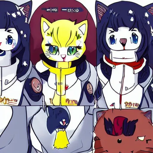 Image similar to anime styled kittens in spacesuits