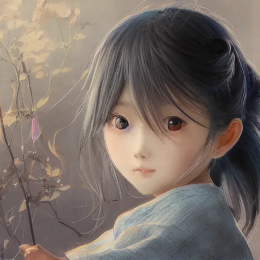 Image similar to dynamic composition, motion, ultra-detailed, incredibly detailed, a lot of details, amazing fine details and brush strokes, colorful and grayish palette, smooth, HD semirealistic anime CG concept art digital painting, watercolor oil painting of a Japanese schoolgirl, by a Chinese artist at ArtStation, by Huang Guangjian, Fenghua Zhong, Ruan Jia, Xin Jin and Wei Chang. Realistic artwork of a Chinese videogame, gradients, gentle an harmonic grayish colors.