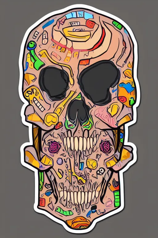 Image similar to A portrait of a skeleton in a suit, sticker, colorful, illustration, highly detailed, smooth and clean vector curves, no jagged lines, vector art, smooth