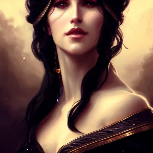 Prompt: portrait of a Yennefer from the Witcher, D&D, fantasy, intricate, elegant, highly detailed, digital painting, artstation, concept art, matte, sharp focus, illustration, art by Artgerm and Greg Rutkowski and Alphonse Mucha