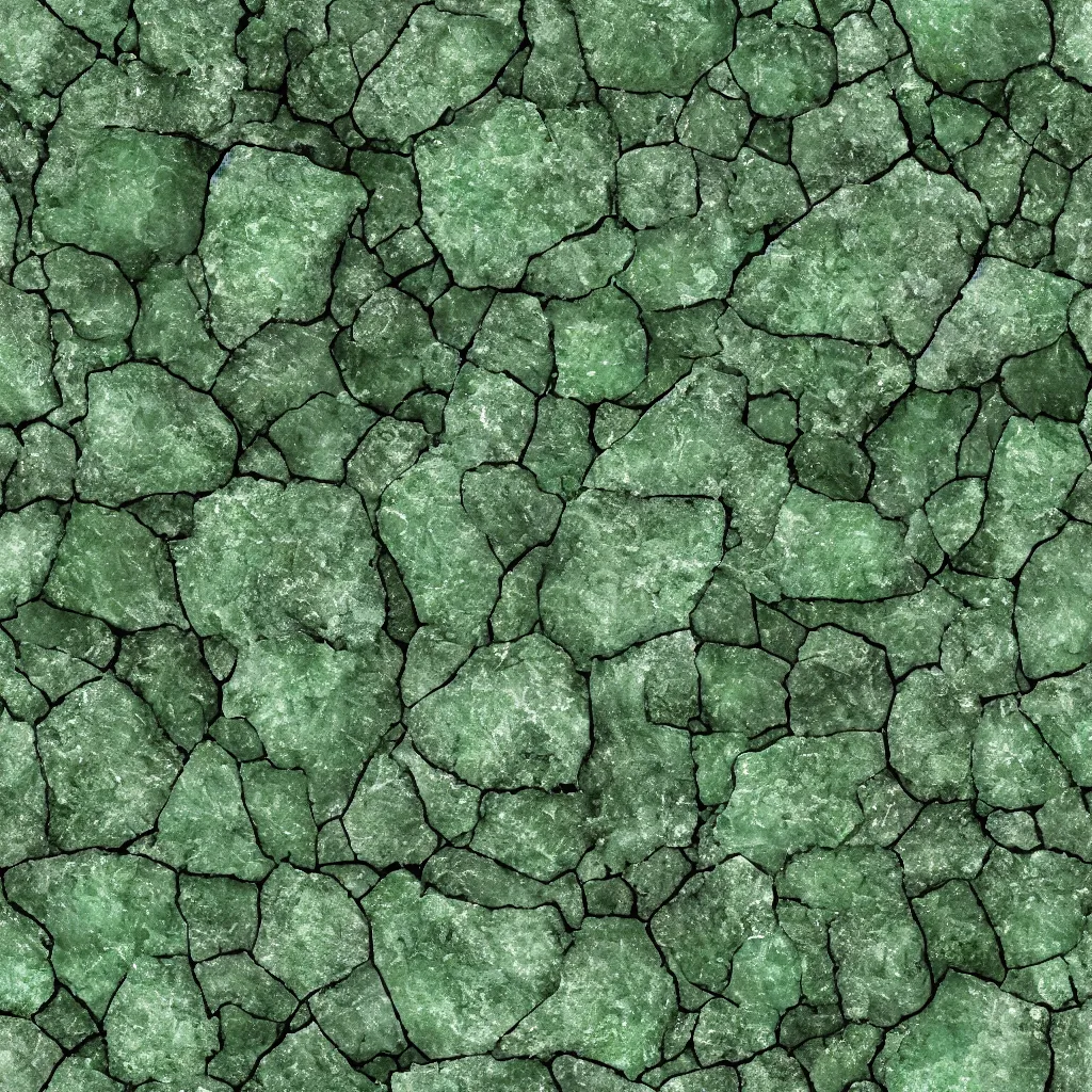 Image similar to long green crystals sticking out of the rock surface, detailed ground terrain albedo texture, flat, 2 d texture, seamless