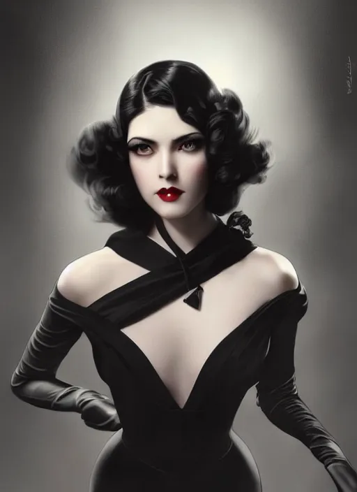 Prompt: high angle photo of a dark haired woman from 2 0 s decade of xx century with robotic eyes, gloomy atmosphere, film noir realistic, sharp focus, 8 k high definition, insanely detailed, intricate, elegant, art by stanley lau and artgerm