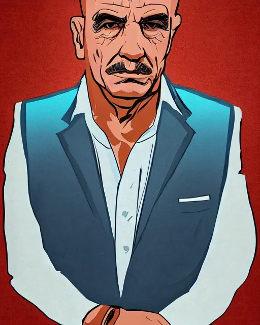 Image similar to a portrait of lalo salamanca from better call saul, highly detailed