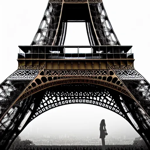 Image similar to eiffel tower made out of faces, beautiful, stunning, very coherent, landscape photo, realistic