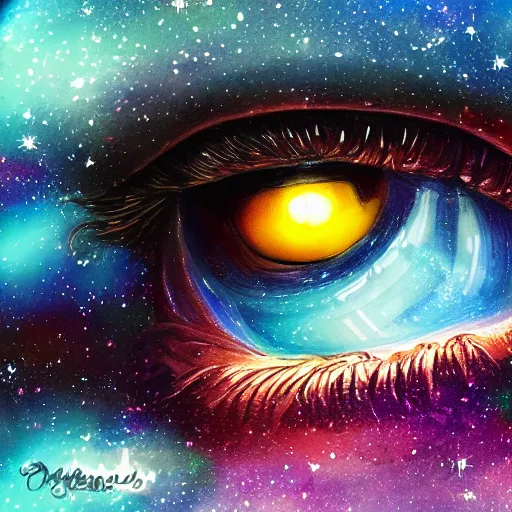 Image similar to galaxy in the eye 👁️ , high quality, high details, digital art, realistic