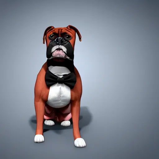 Prompt: boxer dog in a tuxedo, matte painting, 4 k,