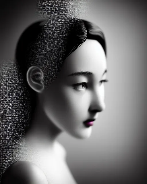 Image similar to black and white dreamy young beautiful female artificial intelligence, cinematic, rim light, photo - realistic, elegant, high detail, 8 k, masterpiece, photo taken in 1 9 3 0