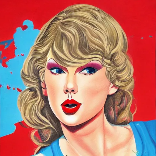 Image similar to a detailed and complex, highly detailed, concept art, soviet propaganda poster depicting a portrait of taylor swift singing on stage. painting by irakli toidze