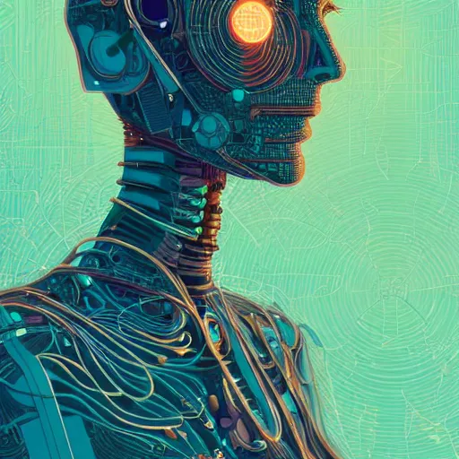 Image similar to a cybernetic mannequin by victo ngai and android jones, digital art, trending on artstation