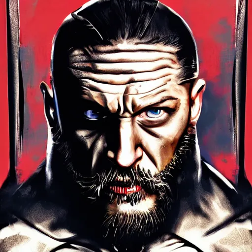 Image similar to Tom Hardy in wolverine suit Digital art 4K quality Photorealism