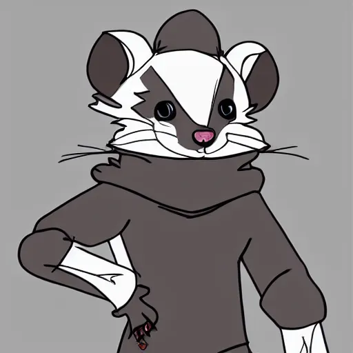 Image similar to a full body shot of a cute rat wearing a hoodie looking into the camera, furry art, furaffinity, deviantart, symmetrical, highly detailed, award winning, trending