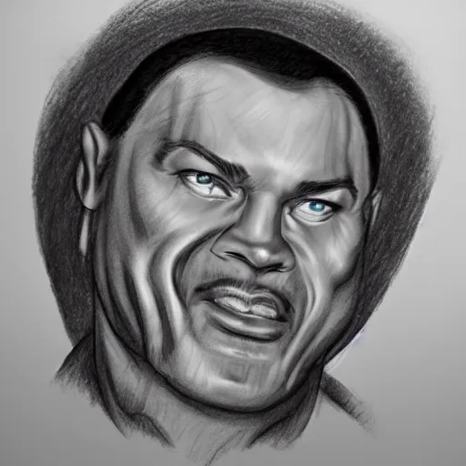 Prompt: a pencil sketch caricature of teal'c