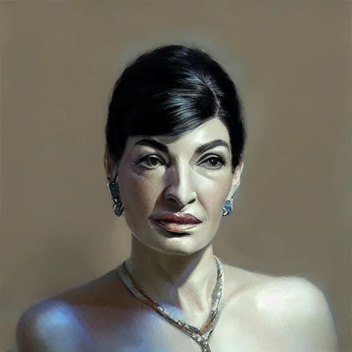 Image similar to Beautiful Maria Callas, closeup character portrait art by Donato Giancola, Craig Mullins, digital art, trending on artstation, highly detailed, high solution, symmetric face