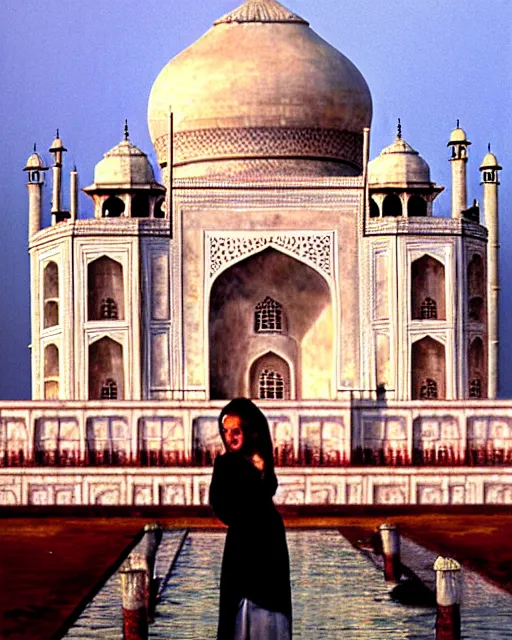 Image similar to tuesday weld visits the taj mahal by rudolph belarkski, by glen orbik, by robert maguire, by margaret brundage