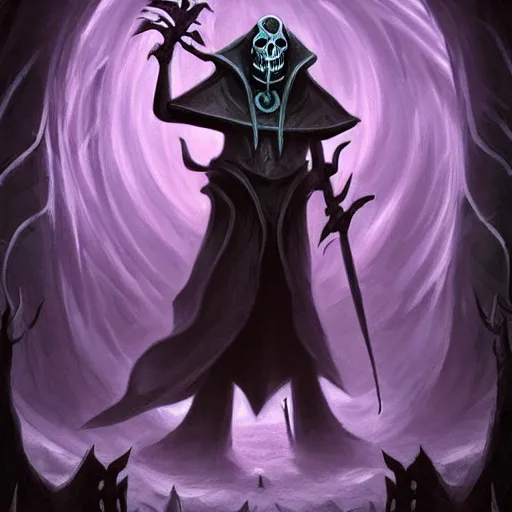 Prompt: The harbinger of oblivion, Karthus is an undying spirit whose haunting songs are a prelude to the horror of his nightmarish appearance. The living fear the eternity of undeath, but Karthus sees only beauty and purity in its embrace, a perfect union of life and death. When Karthus emerges from the Shadow Isles, it is to bring the joy of death to mortals, an apostle of the unliving.