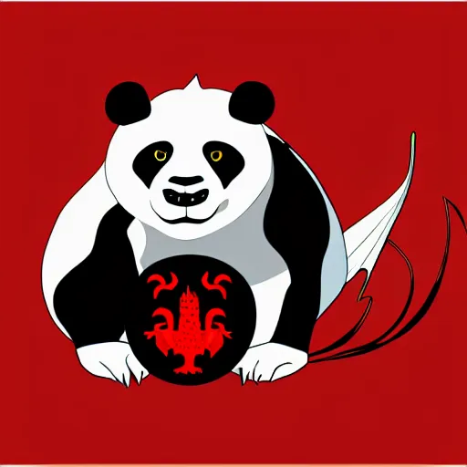 Image similar to vector art of welsh dragon and panda mixed, intercrossed, chimera, welsh flag, adobe illustrator