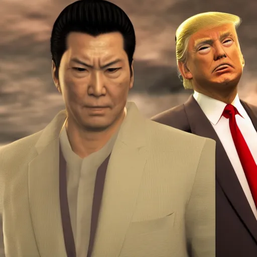 Image similar to Donald Trump in Yakuza 0, 8K