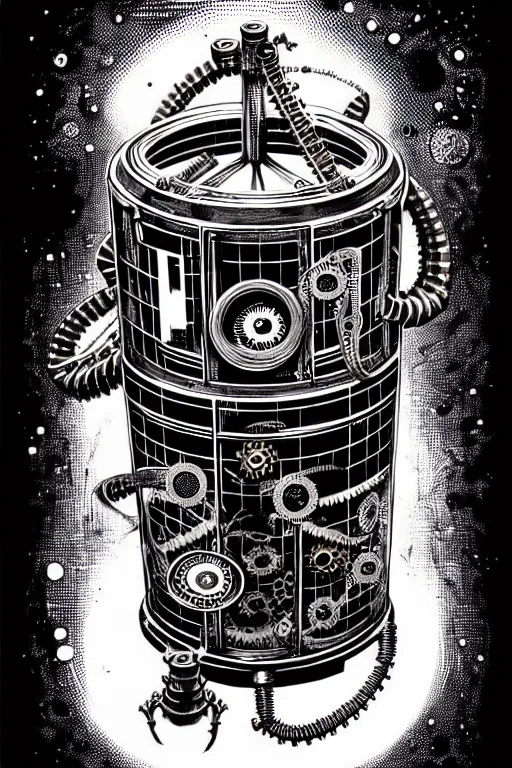 Prompt: steampunk cryo chamber containing an eyeball, high details, intricately detailed, by vincent di fate, inking, 3 color screen print, masterpiece, trending on artstation,, sharp, details, hyper - detailed, hd, 4 k, 8 k