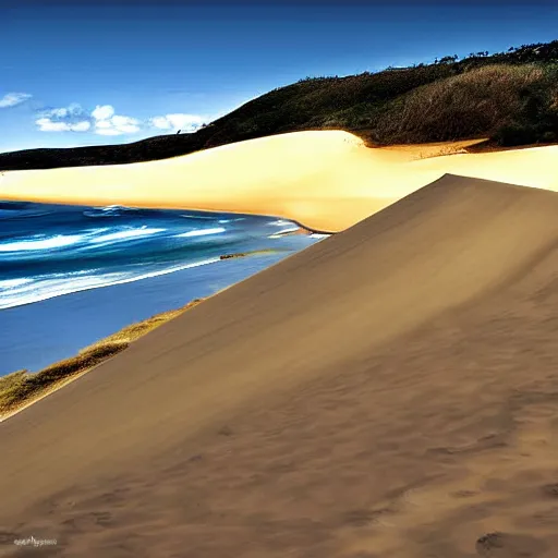 Image similar to sandboarding sandhills and seascape hokianga digital art