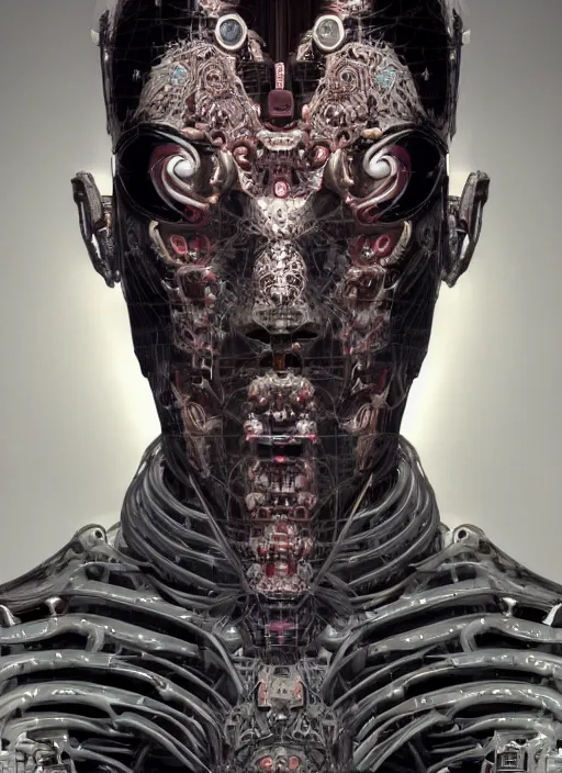 Image similar to portrait of a seductive cybernetic biopunk yakuza, imari, modern fine art, fractal, in the style of ghosts in the machine, intricate ornaments, elegant, highly detailed, digital photography, subsurface scattering, by mc escher and greg rutkowski,