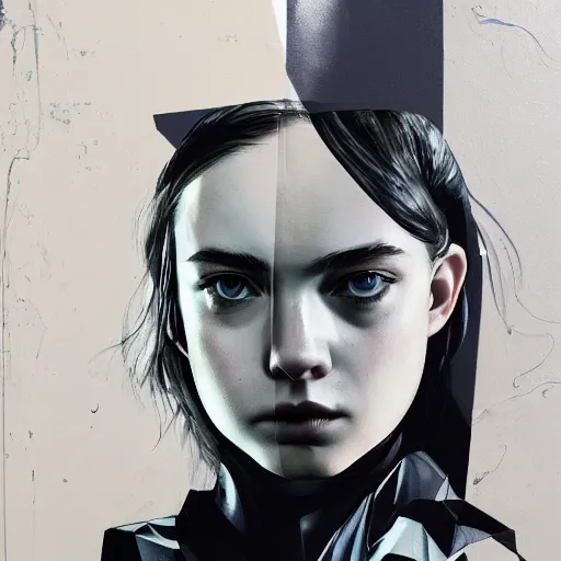 Image similar to elle fanning, ana de armas, anya taylor joy picture in metal gear solid and death stranding by sachin tang, asymmetrical, dark vibes, realistic painting, organic painting, matte painting, geometric shapes, hard edges, graffiti, street art : 2 by sachin teng : 4