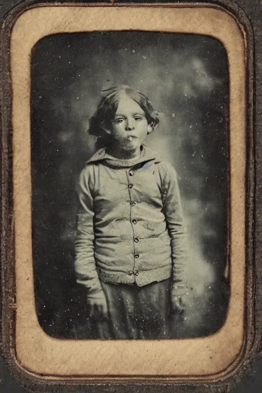 Prompt: a tintype photo of a friendly monster