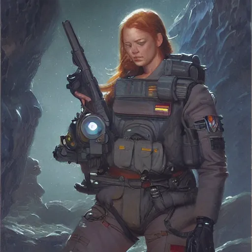 Image similar to female Intergalactic combat paramedic on the battlefield, Sci-Fi art by Donato Giancola and Bayard Wu, digital art, trending on artstation