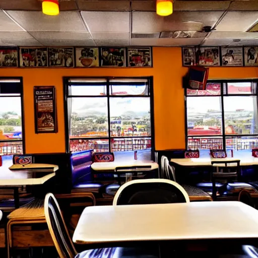 Image similar to first person perspective picture of arms on table, wafflehouse