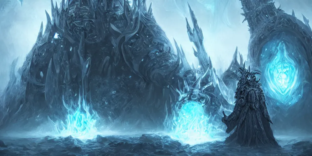 Image similar to the lich king absorbing the souls of living beings around it, concept art, digital illustration, trending on artstation, deviantart, artgerm, epic composition, masterpiece, highly detailed, advanced technique, ambient lighting, wlop, ross draws