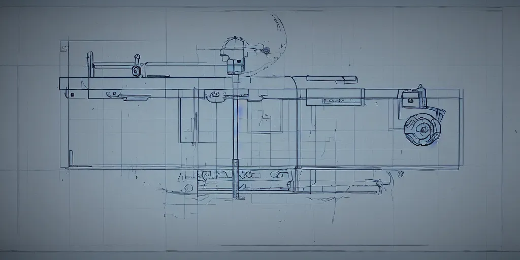 Image similar to portal gun blueprint, high detail