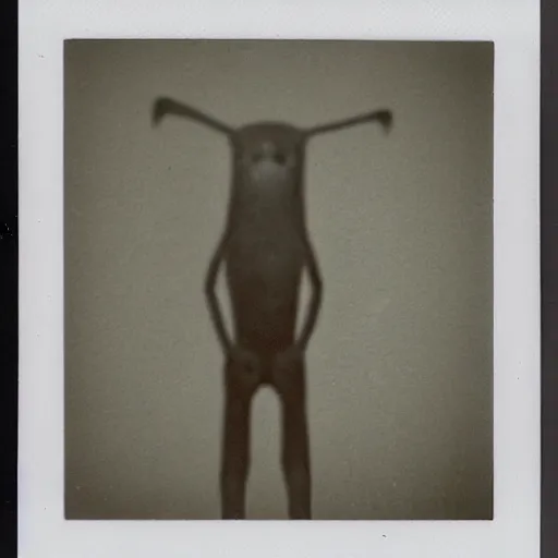 Prompt: a polaroid picture of a creepy creature