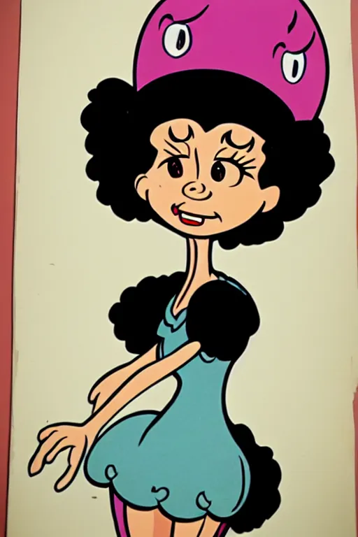 Image similar to full view, from a distance, of anthropomorphic trashcan who is betty boop from 1 9 3 0, full of trash, highly detailed