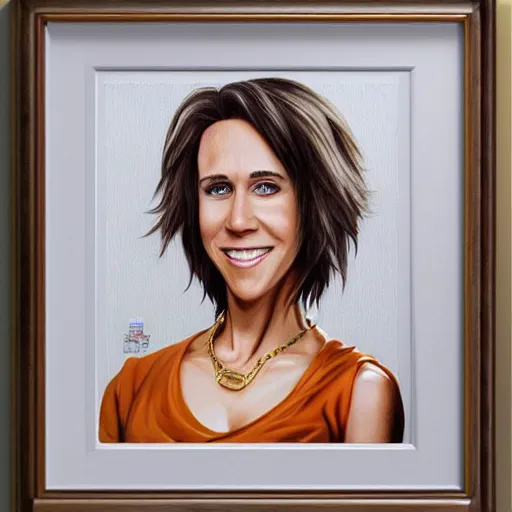 Image similar to Painting of Kristen Wiig, official, detailed, character dragonball, award winning artwork, Akira Toriyama