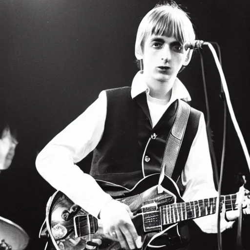 Image similar to a young paul weller on stage