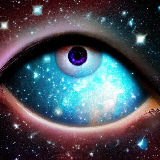 Image similar to an eye with a galaxy inside