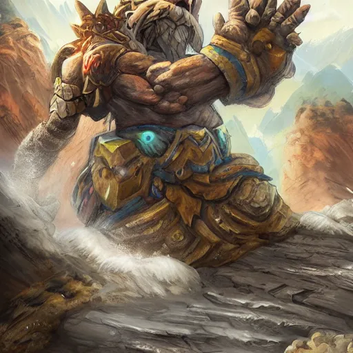 Prompt: ((((rock elemental spirit)))), dust and rock theme battlefield, hearthstone art style, epic fantasy style art, fantasy epic digital art, epic fantasy card game art