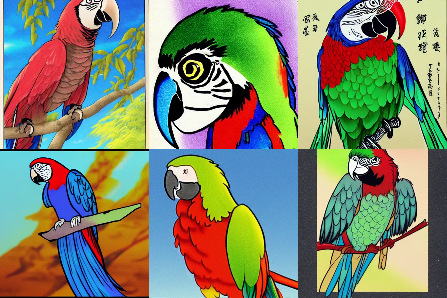 Image similar to a parrot, anime style