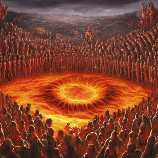 Image similar to artistic depiction of hell, very detailed and hypnotic