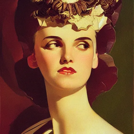 Image similar to mandelbulb portrait of a beautiful woman by gil elvgen, loomis, leyendecker