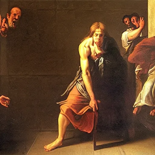 Image similar to person in dispair inside limbo, baroque painting