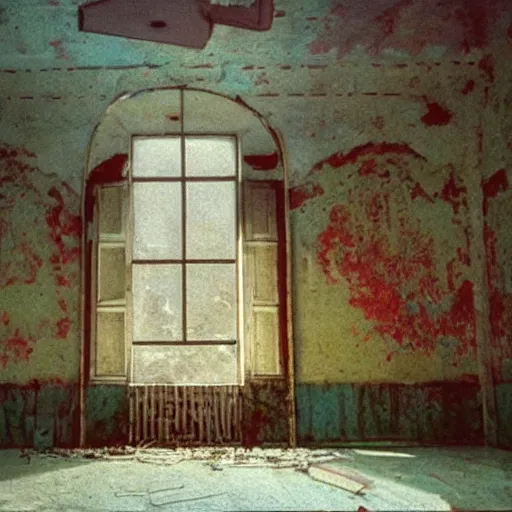 Prompt: a soviet abandoned building, film still by david lynch, depicted by balthus, limited color palette, very intricate, art nouveau, highly detailed, lights by hopper, soft pastel colors, minimalist