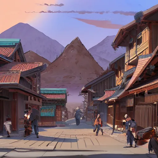 Image similar to Detailed American Old western town with Edo japanese design; trending on artstation