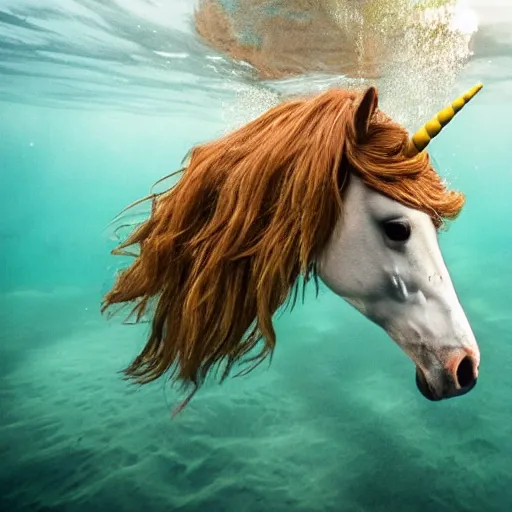 Prompt: an underwater unicorn