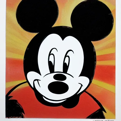 Image similar to the death of mickey mouse, walt disney original art.