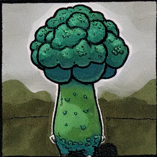 Image similar to a claymation broccoli complaining about the weather