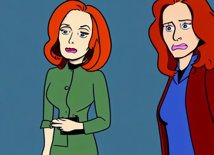 Image similar to dana scully in the style of ninteen eighties tv animation, filmation, toei animation, studio trigger