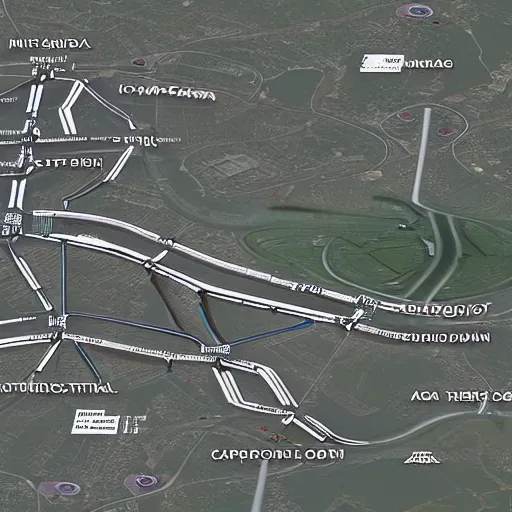 Prompt: a map of the hyperloop train stations on the capital city of mars